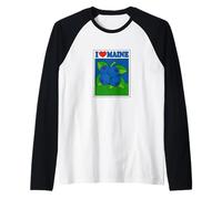 I Love Maine Blueberries Arte Mainer Camiseta Manga Raglan
