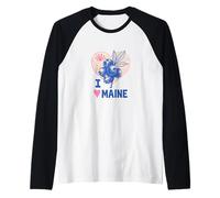 I Love Maine Blueberries Arte Mainer Camiseta Manga Raglan