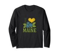 I Love Maine Blueberries Arte Mainer Manga Larga