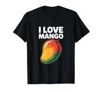 I Love Mango Tropical Fruit Passion Design Camiseta gráfica económica, Hombre, Negro, S
