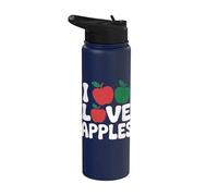 I Love Manzanas Fruta Roja Verde Pasión Texto Stainless Steel Insulated Water Bottle