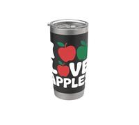 I Love Manzanas Fruta Roja Verde Pasión Texto Vaso térmico de acero inoxidable de doble pared