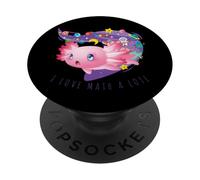 I Love Math A Lotl Funny Axolotl Matemáticas Amante Geek Japonés PopSockets PopGrip Adhesivo