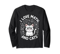 I Love Math and Cats Gato Nerd Regalo Profesor Matemáticas Manga Larga