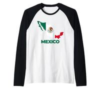I Love Mexico, Cool México Ilustración Mapa Diseños Gráficos Camiseta Manga Raglan
