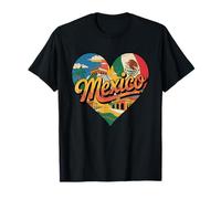 I Love Mexico Heart - Recuerdo de la Bandera de México y Las pirámides Aztecas Camiseta