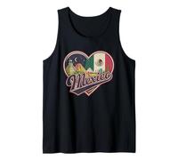 I Love Mexico Heart - Recuerdo de la Bandera de México y Las pirámides Aztecas Camiseta sin Mangas