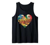 I Love Mexico Heart - Recuerdo de la Bandera de México y Las pirámides Aztecas Camiseta sin Mangas