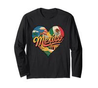 I Love Mexico Heart - Recuerdo de la Bandera de México y Las pirámides Aztecas Manga Larga