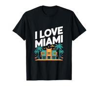 I Love Miami Art Deco Palmeras Flamencos Camiseta