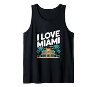 I Love Miami Art Deco Palmeras Flamencos Camiseta sin Mangas