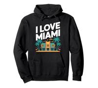 I Love Miami Art Deco Palmeras Flamencos Sudadera con Capucha