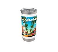 I Love Miami, Colorful Miami Illustration Graphic Design Vaso térmico de acero inoxidable de doble pared