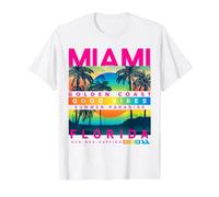 I Love Miami, Cool Miami Florida Colourful Sunrise Graphic Camiseta gráfica económica, Hombre, Blanco, S