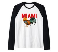 I Love Miami, Cool Miami with Colorful Rooster Illustration Camiseta Manga Raglan