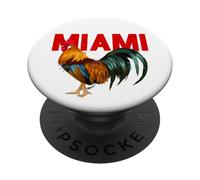 I Love Miami, Cool Miami with Colorful Rooster Illustration PopSockets PopGrip Adhesivo