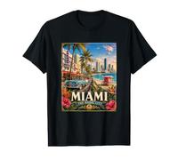 I Love Miami FL., Miami Tropical Beach Vintage Travel Poster Camiseta gráfica económica