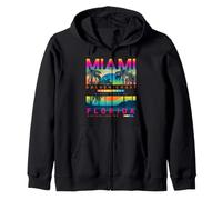 I Love Miami, Miami Florida Retro Sunset Summer Graphic Sudadera con Capucha