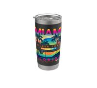 I Love Miami, Miami Florida Retro Sunset Summer Graphic Vaso térmico de acero inoxidable de doble pared