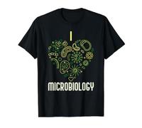 I Love Microbiología Virología y Biología Laboratorio de Ciencias Camiseta gráfica económica, Hombre, Negro, L