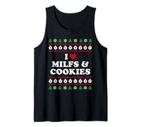 I Love Milfs and Cookies - Divertido suéter Feo de Navidad Humor Juego de Palabras Camiseta sin Mangas