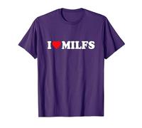 I Love Milfs · I Love Hot Moms · Milf Hunter Funny Camiseta, Hombre, Morado, S