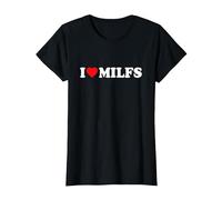I Love Milfs · I Love Hot Moms · Milf Hunter Funny Camiseta, Mujer, Negro, L