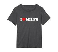 I Love Milfs · I Love Hot Moms · Milf Hunter Funny Camiseta, Mujer Tallas Grandes, Jaspeado Oscuro, 3XL Grande
