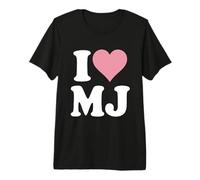 I Love MJ Fan Merchandising Diseño Inicial Corazón Rosa M.J. Camiseta Premium
