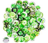 I LOVE MOM 100 Piezas Cabujones de Cristal de Trébol de Cuatro Hojas Piedras de Vidrio de la Suerte para Manualidades DIY,Pendientes,Colgantes, Fabricación de Joyas, Decoración del Hogar