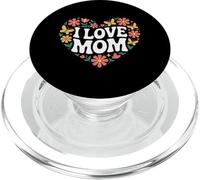 I Love Mom - Diseño floral de corazón y mariposa PopSockets PopGrip para MagSafe