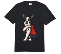 I Love Mom Tattoed Dog Mama Boston Terrier Dueño Amante de los Perros Comfort Colors Adult Heavyweight T-Shirt