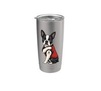 I Love Mom Tattoed Dog Mama Boston Terrier Dueño Amante de los perros Vaso térmico de acero inoxidable de doble pared