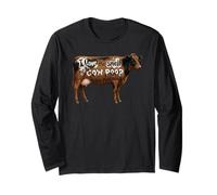 I Love Morning Cow Poop Smell Funny Farmer Rancher Cow Lover Manga Larga