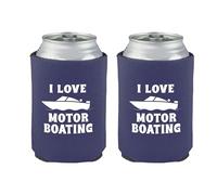 I Love Motor Boating - Enfriador de latas aislado para bebidas y cerveza, divertida idea de regalo para hombres, él, marido, el mejor regalo de cumpleaños de marinero náutico para papá (negro, paquete
