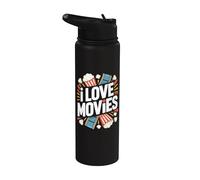 I Love Movies - Carrete de película de palomitas Stainless Steel Insulated Water Bottle