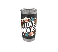 I Love Movies - Carrete de película de palomitas Vaso térmico de acero inoxidable de doble pared