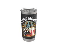 I Love Movies Cine Entusiasta Reel Vaso térmico de acero inoxidable de doble pared