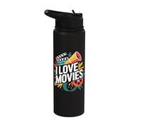 I Love Movies Cinema Buff Expresión Stainless Steel Insulated Water Bottle