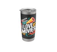 I Love Movies Cinema Buff Expresión Vaso térmico de acero inoxidable de doble pared
