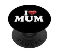 I Love Mum corazón Rojo Brillante Feliz cumpleaños mamá Día de la Madre PopSockets PopGrip Adhesivo