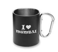 I Love Mumbai City Travel India - Taza de metal con asa de mosquetón, taza de camping