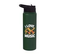 I Love Music - Discos de vinilo retro Stainless Steel Insulated Water Bottle