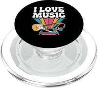 I Love Music Guitarra Disco de vinilo Vibes PopSockets PopGrip para MagSafe