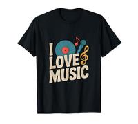 I Love Music - Micrófono de vinilo con clave de sol Camiseta