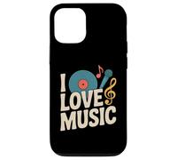 I Love Music - Micrófono de vinilo con clave de sol Carcasa para iPhone 12/12 Pro