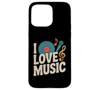 I Love Music - Micrófono de vinilo con clave de sol Carcasa para iPhone 15 Pro Max