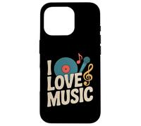 I Love Music - Micrófono de vinilo con clave de sol Carcasa para iPhone 16 Pro