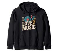 I Love Music - Micrófono de vinilo con clave de sol Sudadera con Capucha