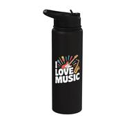 I Love Music - Micrófono para saxofón y guitarra Stainless Steel Insulated Water Bottle